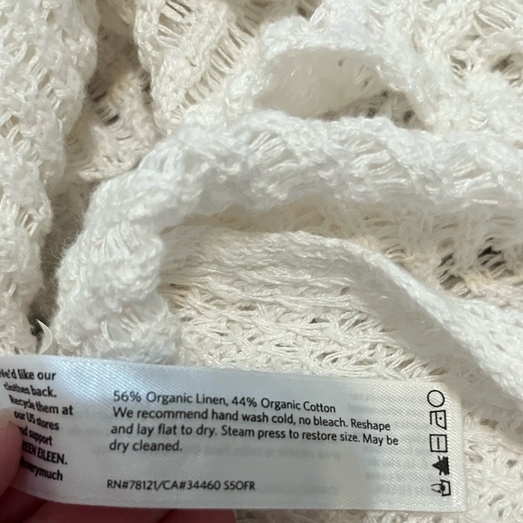 EILEEN FISHER ORGANIC COTTON LINEN SPLIT BACK SWEATER TOP medium - Picture 4 of 5